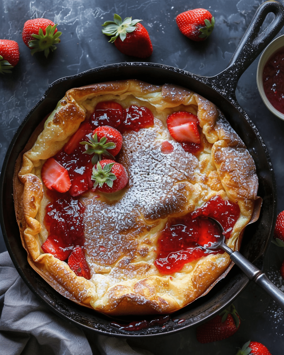 Hot Strawberry Jam Dutch Baby