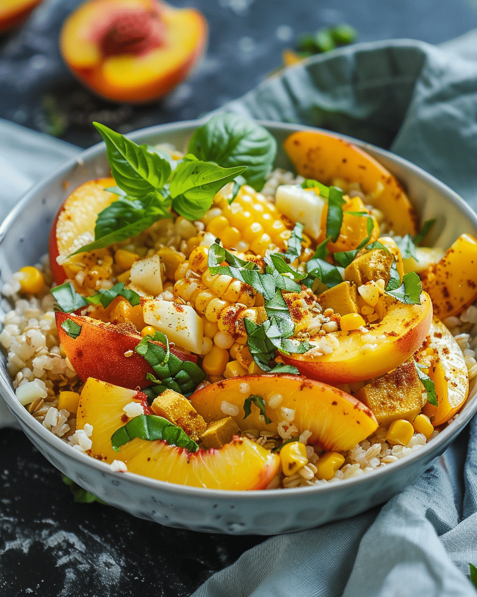 Peach and Sweet Corn Summer Grain Bowls Recipe