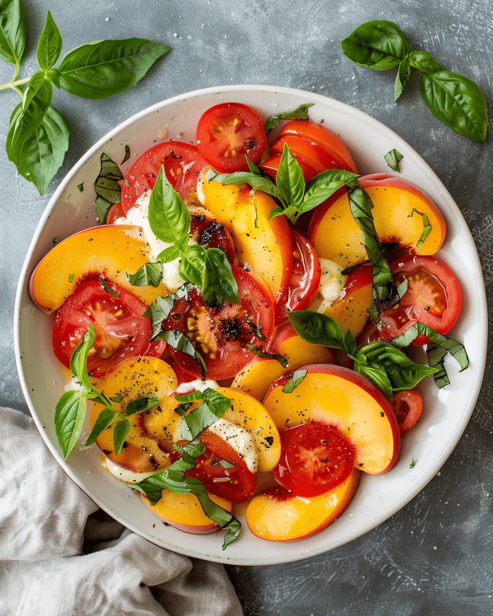 Tomato Peach Caprese with Brown Butter
