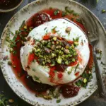 Smashed Burrata with Jam and Pistachios