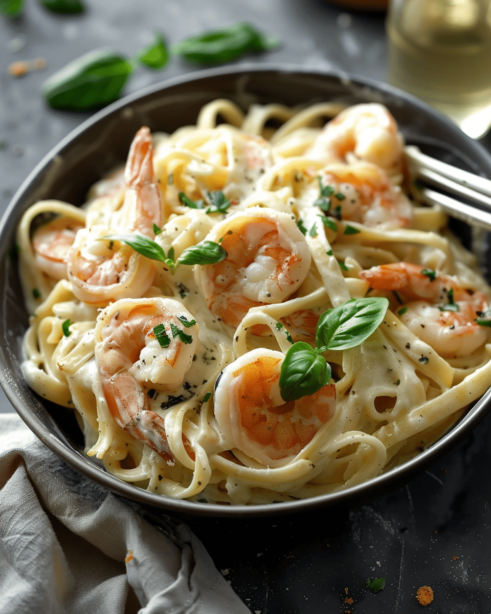 Fettuccine Alfredo with Shrimp