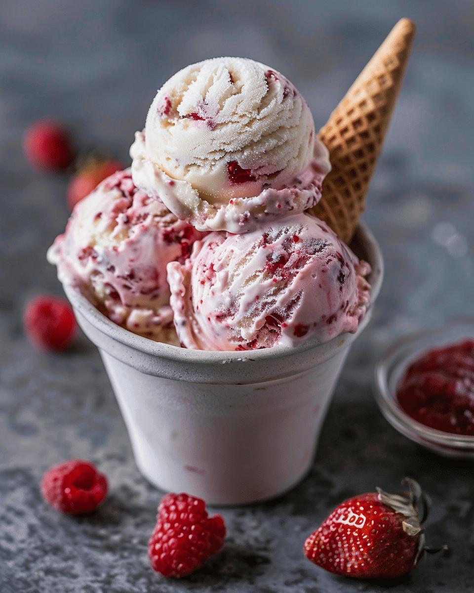 No Churn Strawberry Jam Ice Cream