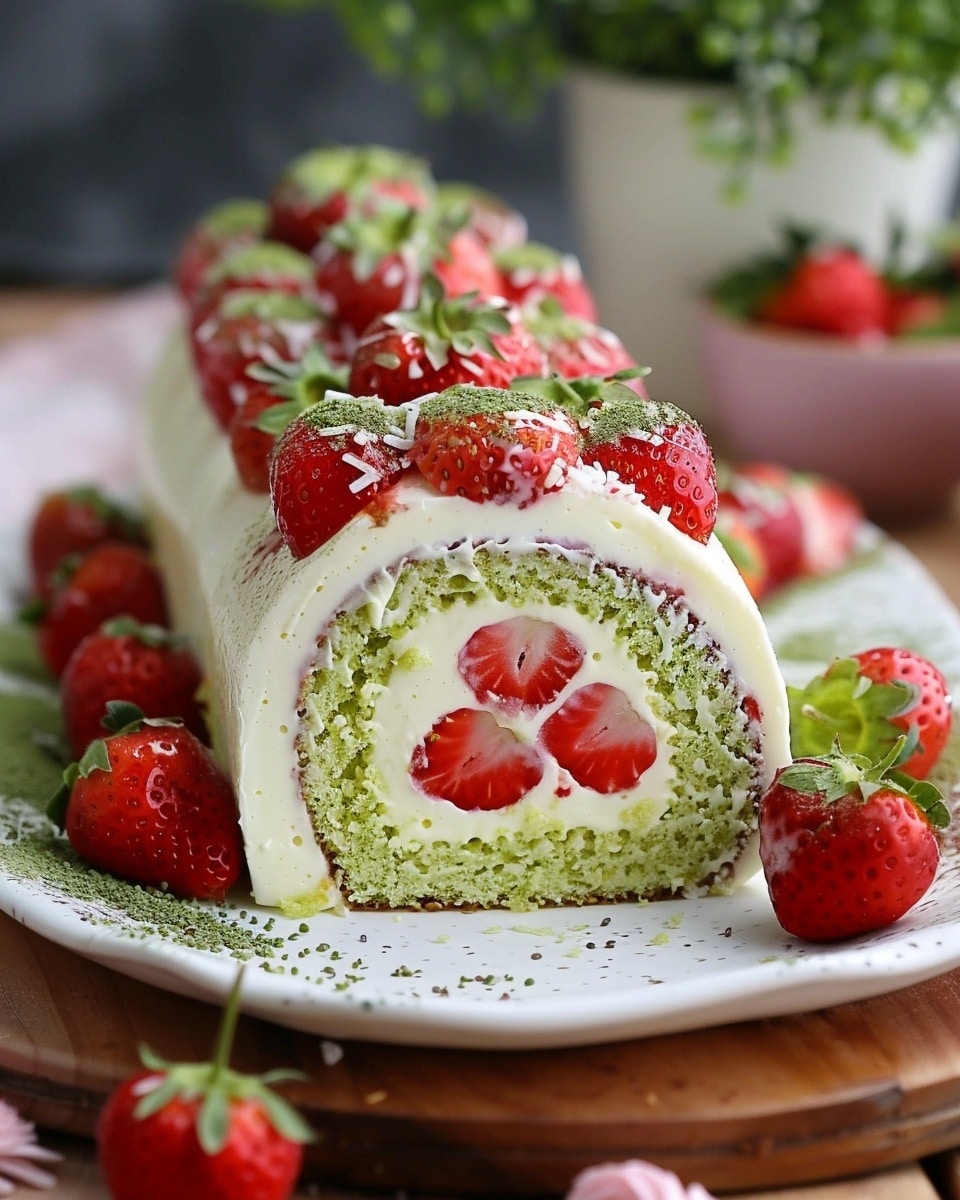 Strawberry Matcha Roll Cake
