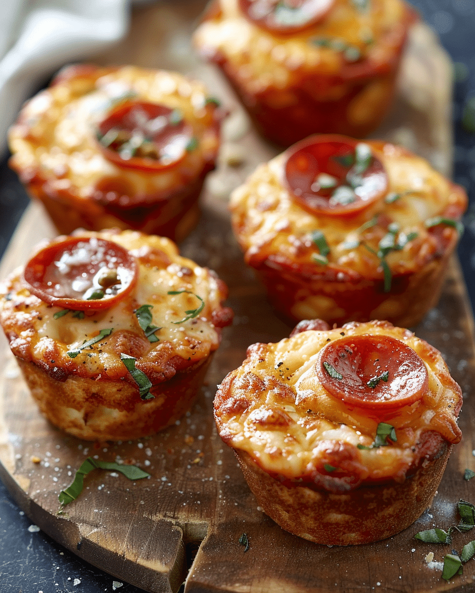 Garlic Butter Pepperoni Pizza Muffins