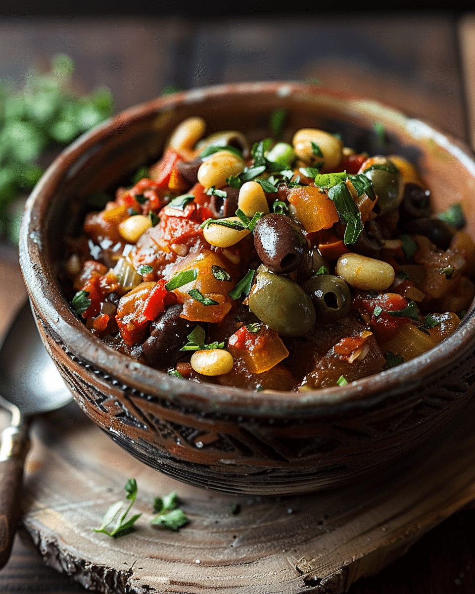 Sicilian Caponata with Pine Nuts and Green Olives Recipe