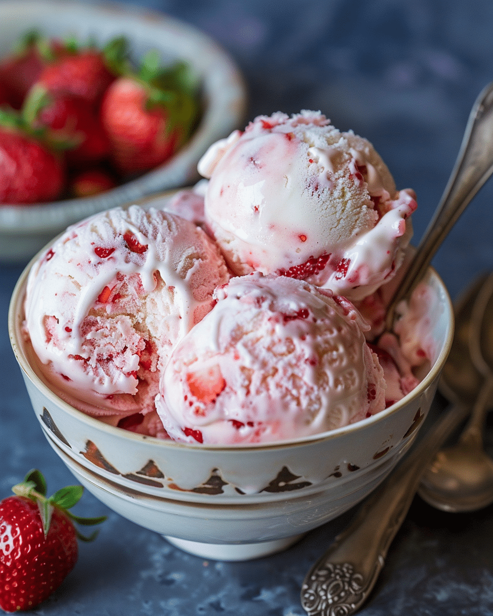 No Churn Strawberry Shortcake Ice Cream