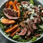 Sweet Potato Fry Steak Salad with Blue Cheese Butter Recipe