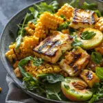 Grilled Halloumi, Corn & Nectarine Salad