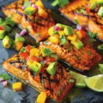 Chili Lime Grilled Salmon with Mango Avocado Salsa