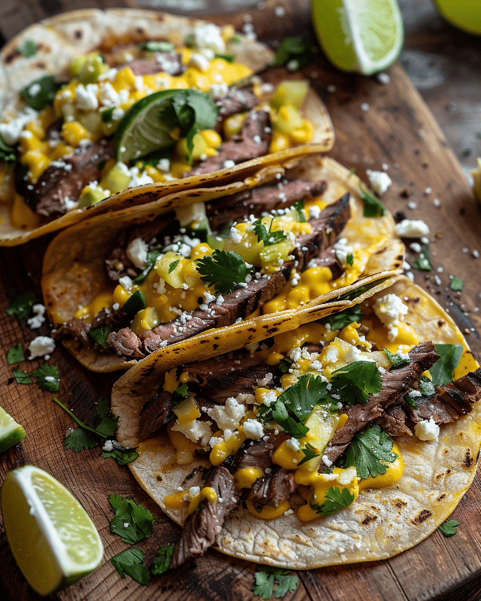 Queso Steak and Elote Tacos Recipe