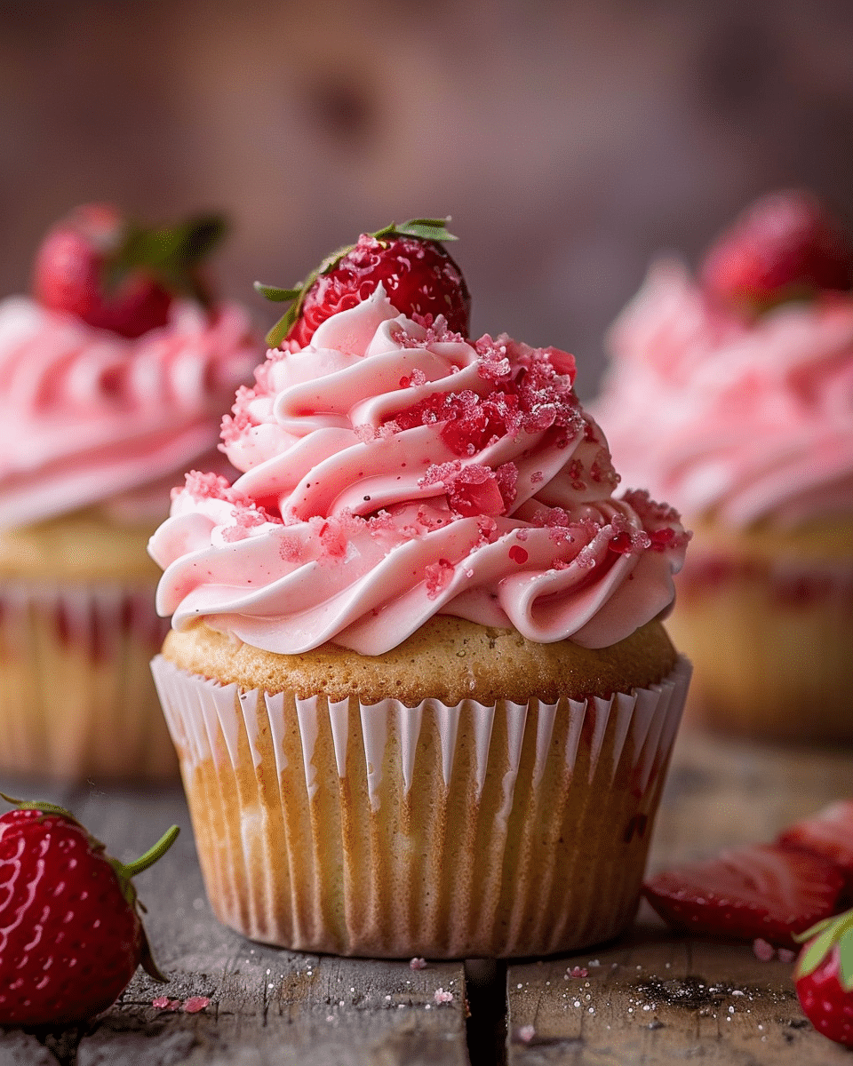 Roasted Strawberry Cupcakes