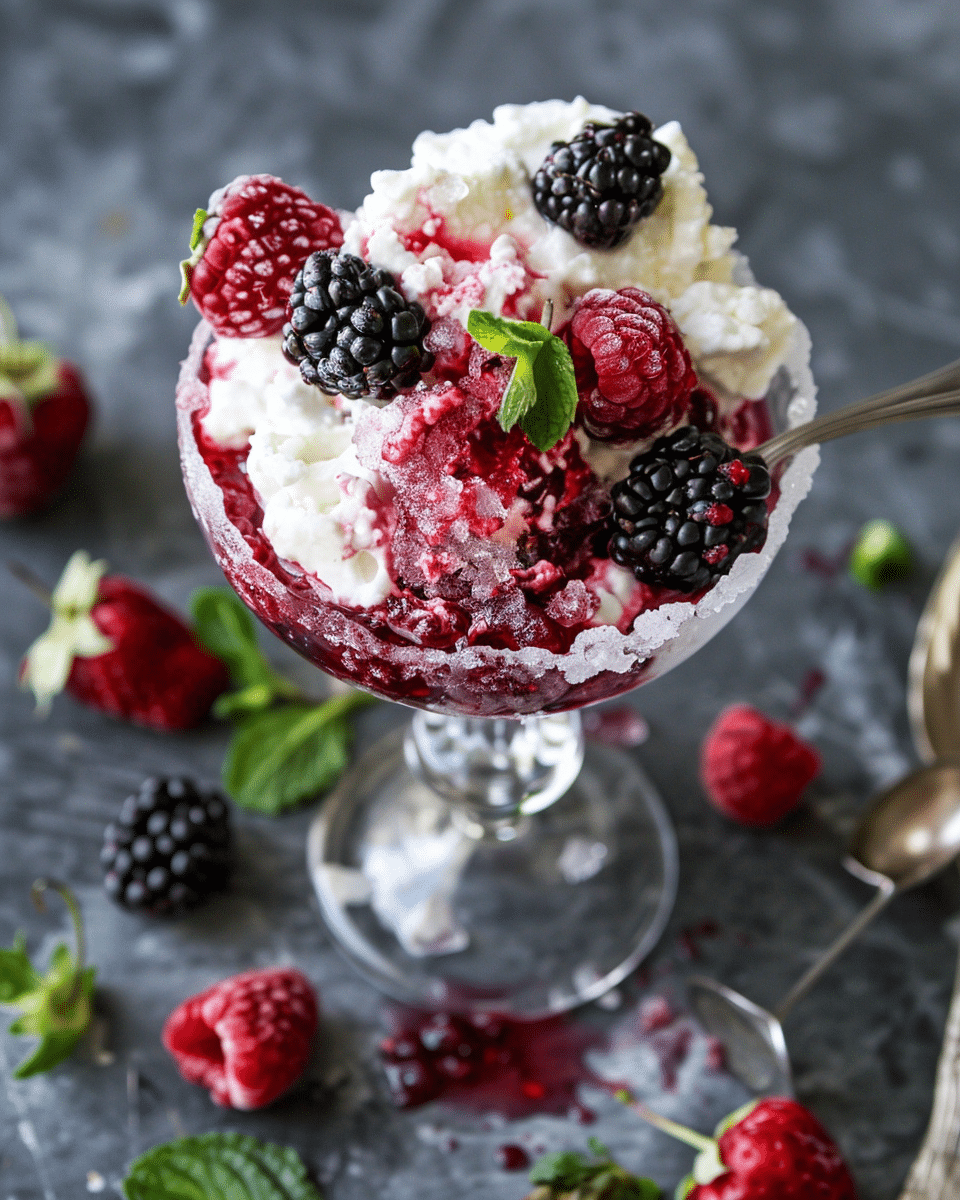Berry Granita with Whipped Ricotta