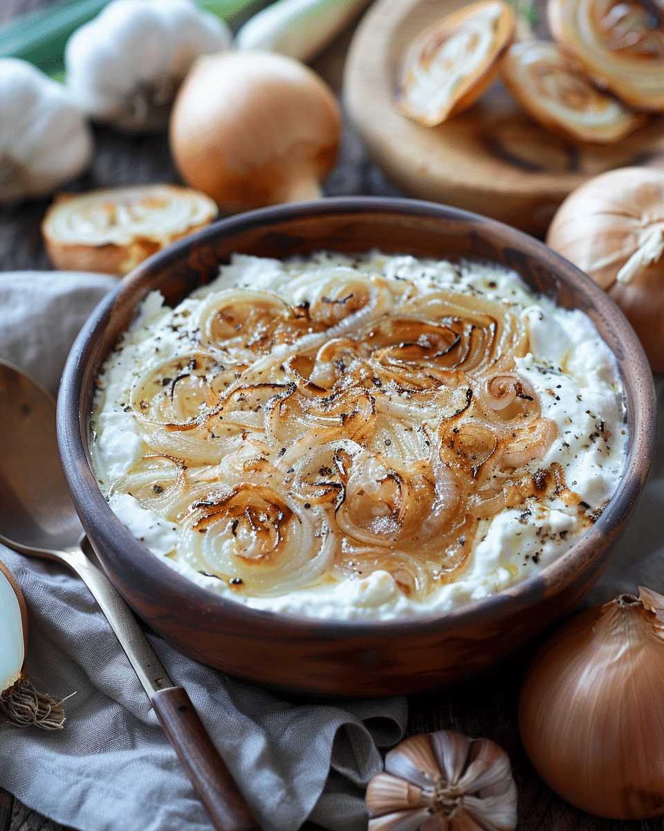 Greek Yogurt Onion Dip with Caramelized Onions