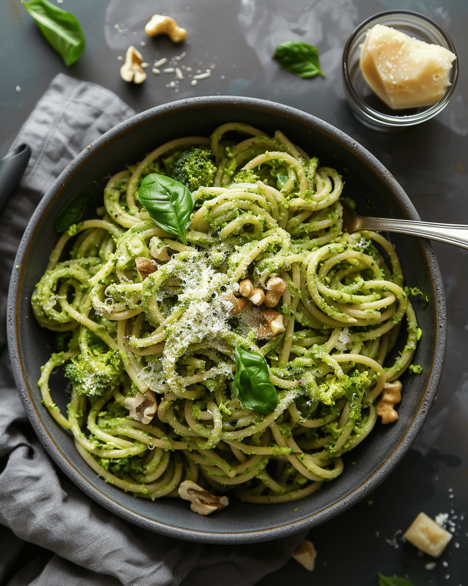 Broccoli Walnut Pesto Pasta
