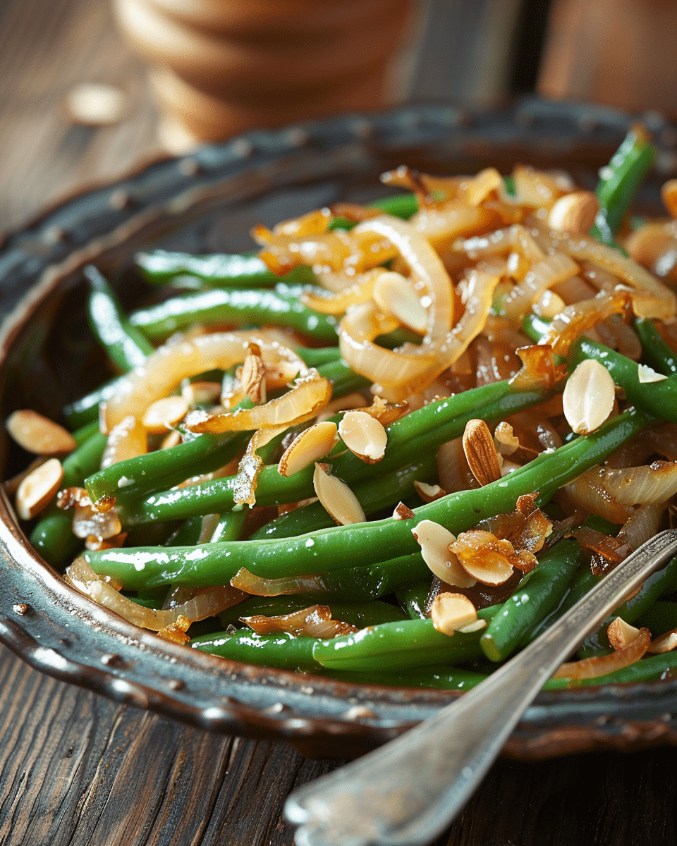 Green Beans with Almonds and Caramelized Onions