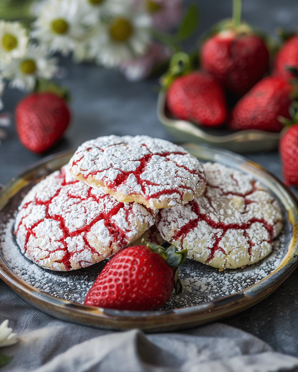 Strawberry Crinkle Cookies Recipe