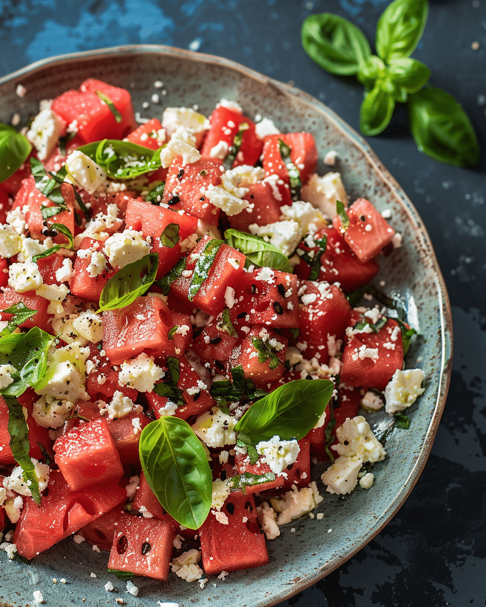 Watermelon Feta Basil Salad