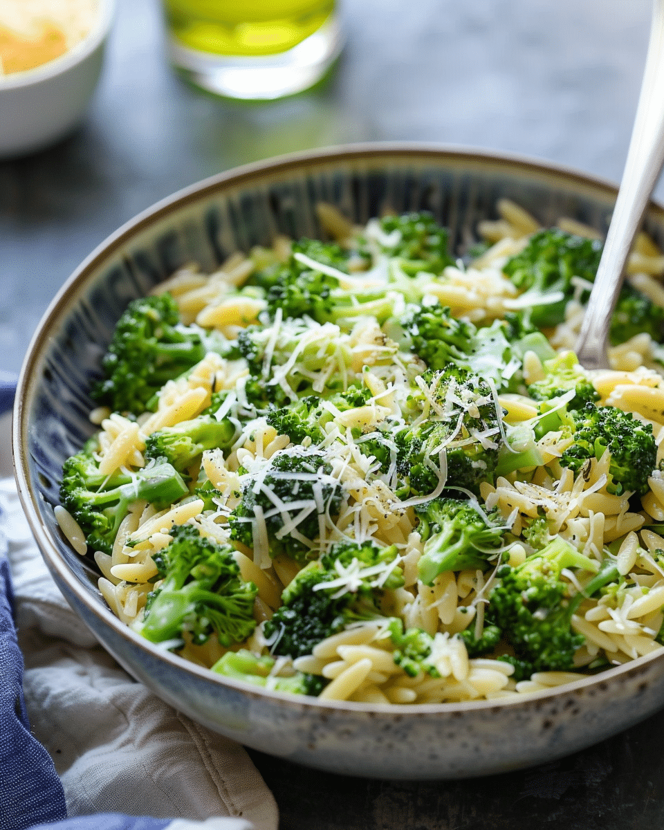 Broccoli Cheddar Orzo Recipe