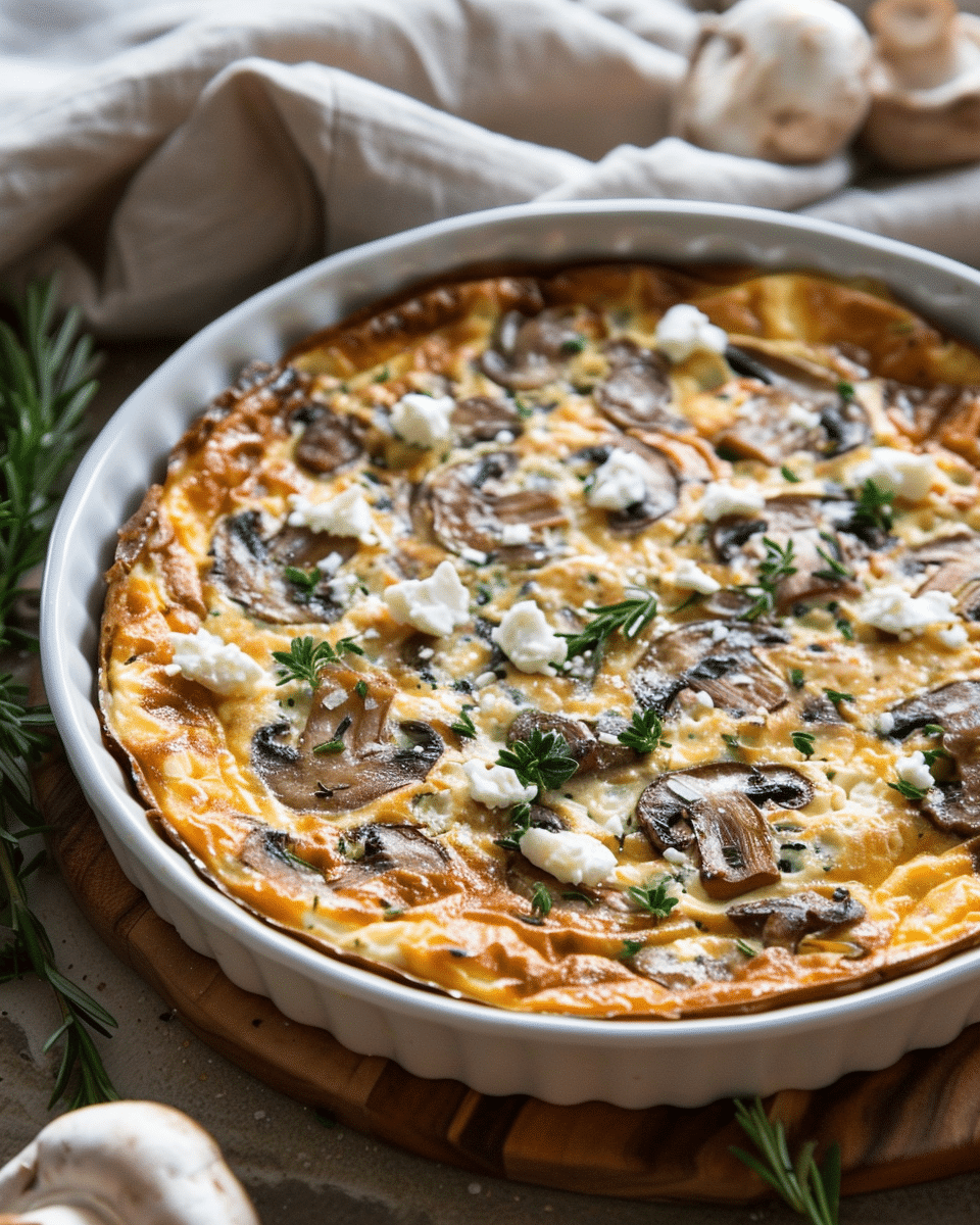 Mushroom Feta Crustless Quiche