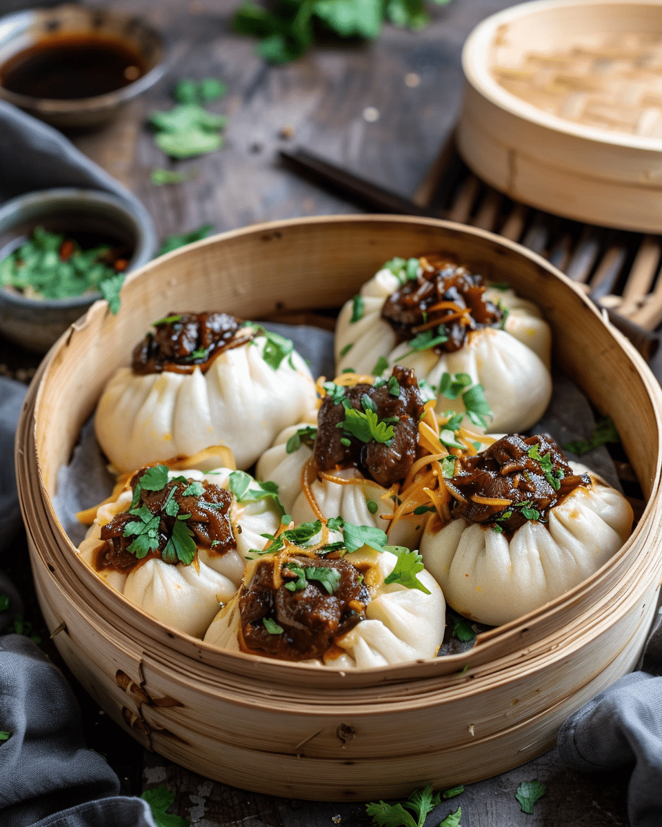 Sweet & Spicy Soy Braised Short Rib Steamed Buns