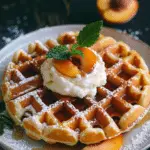 Brown Butter Waffles with Macerated Peaches