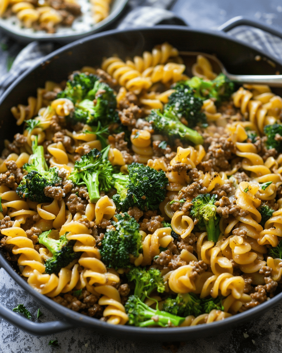 Easy One Pot Ground Beef and Broccoli Pasta
