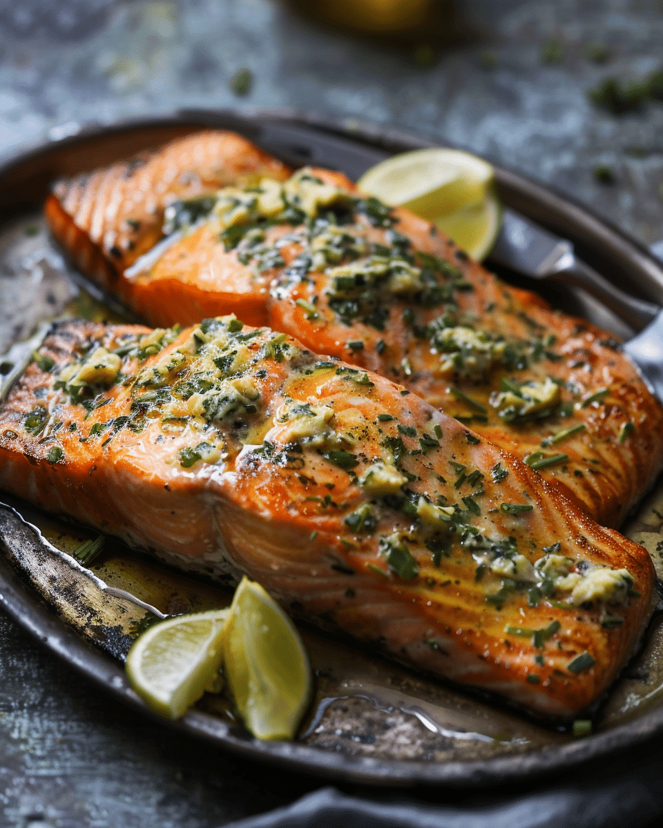 Roasted Salmon with Miso Chive Butter