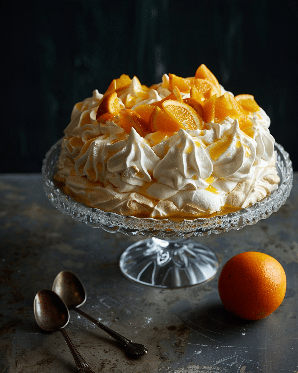 Pavlova with Orange Syrup