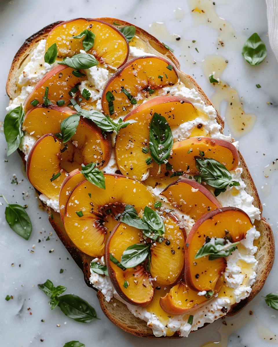 Roasted Peach and Ricotta Tartine