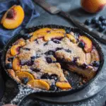 Blueberry Peach Cornmeal Skillet Cake