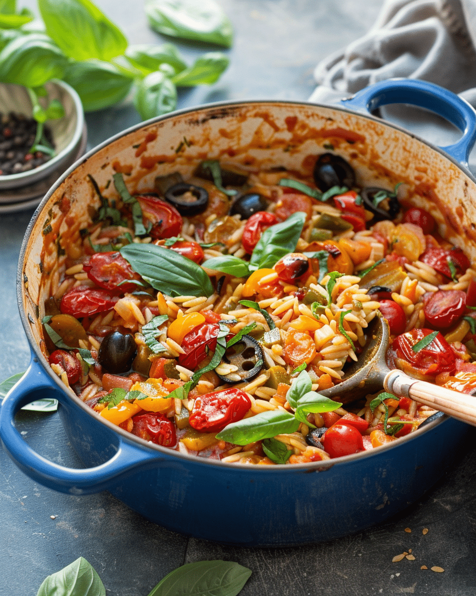 Spicy Ratatouille with Orzo