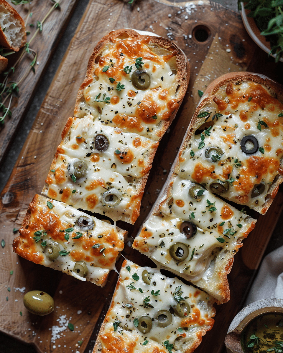 Cheesy Olive Garlic Bread