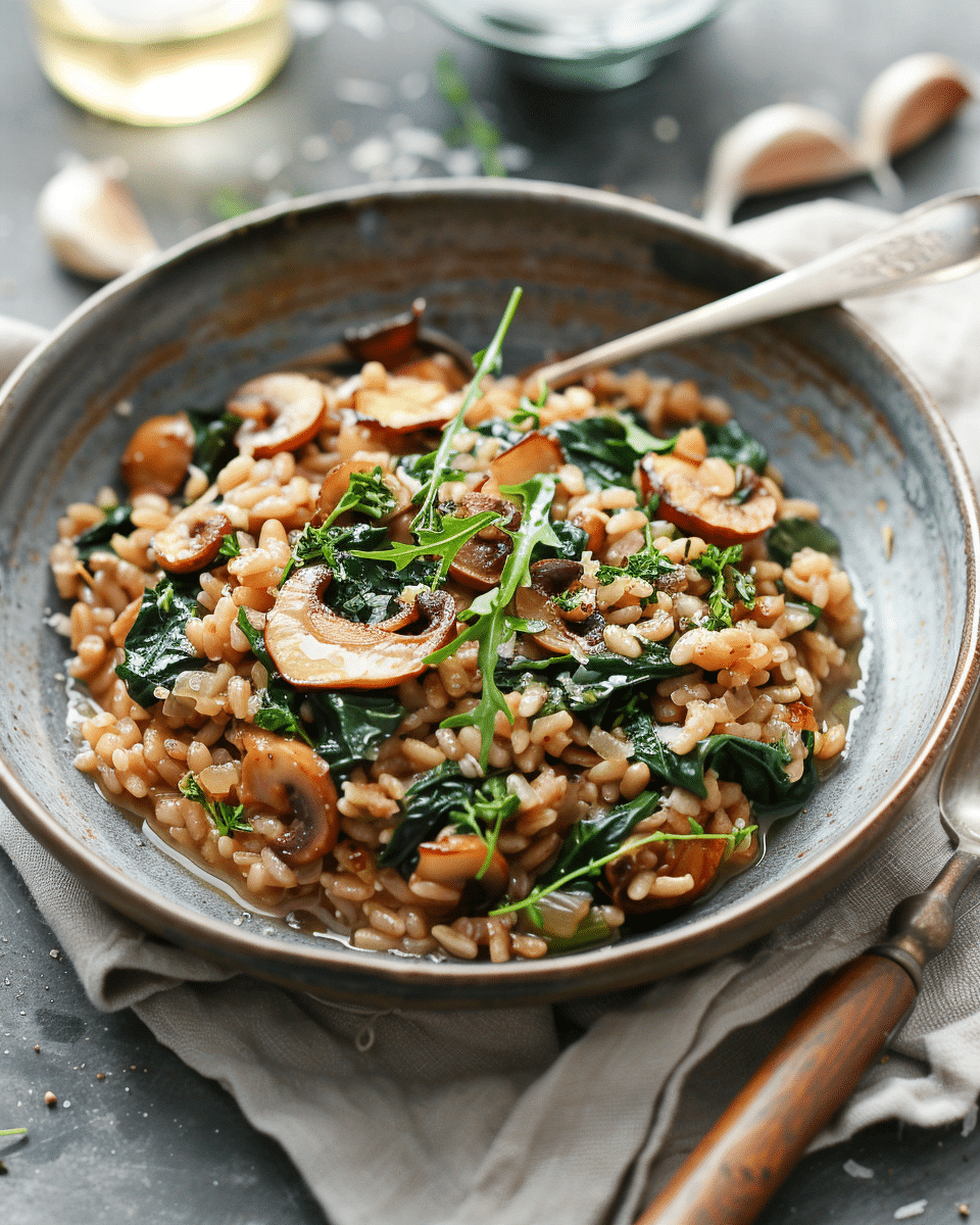 Farro Risotto with Sunchoke & Swiss Chard