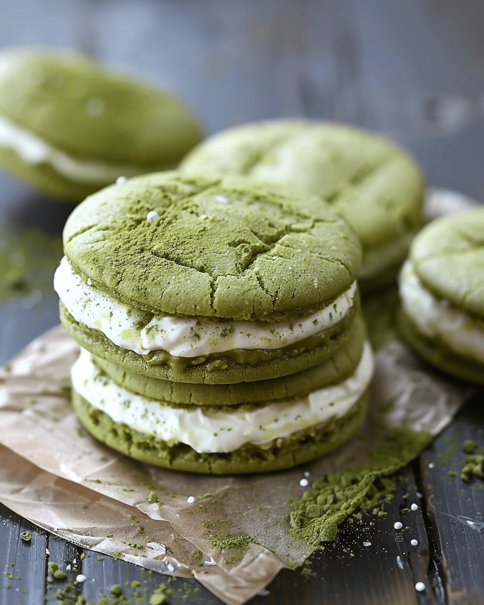 Matcha Powder Menu Matcha Sandwich Cookies with Cheesecake Filling Recipe | TheFamilyCooking