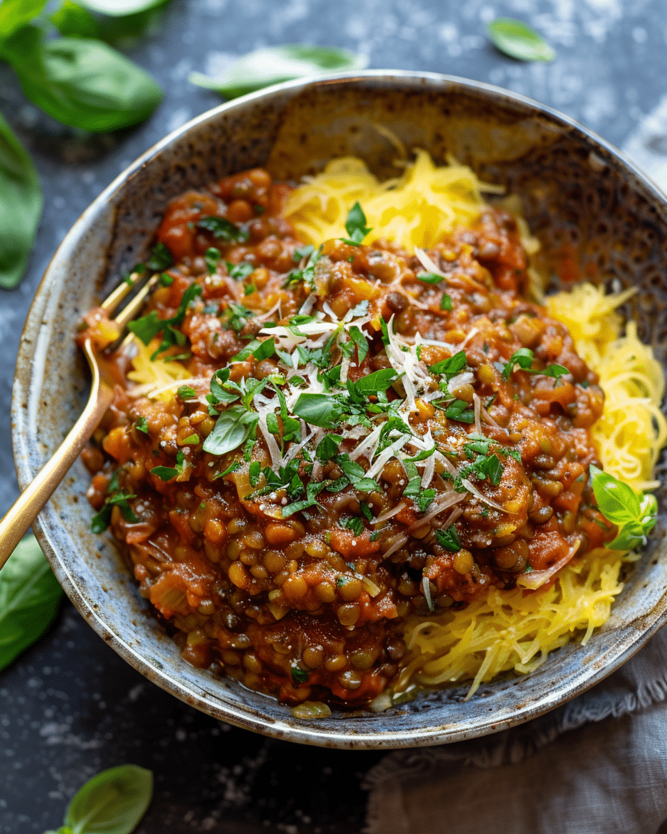 Lentil Ragu with Spaghetti Squash