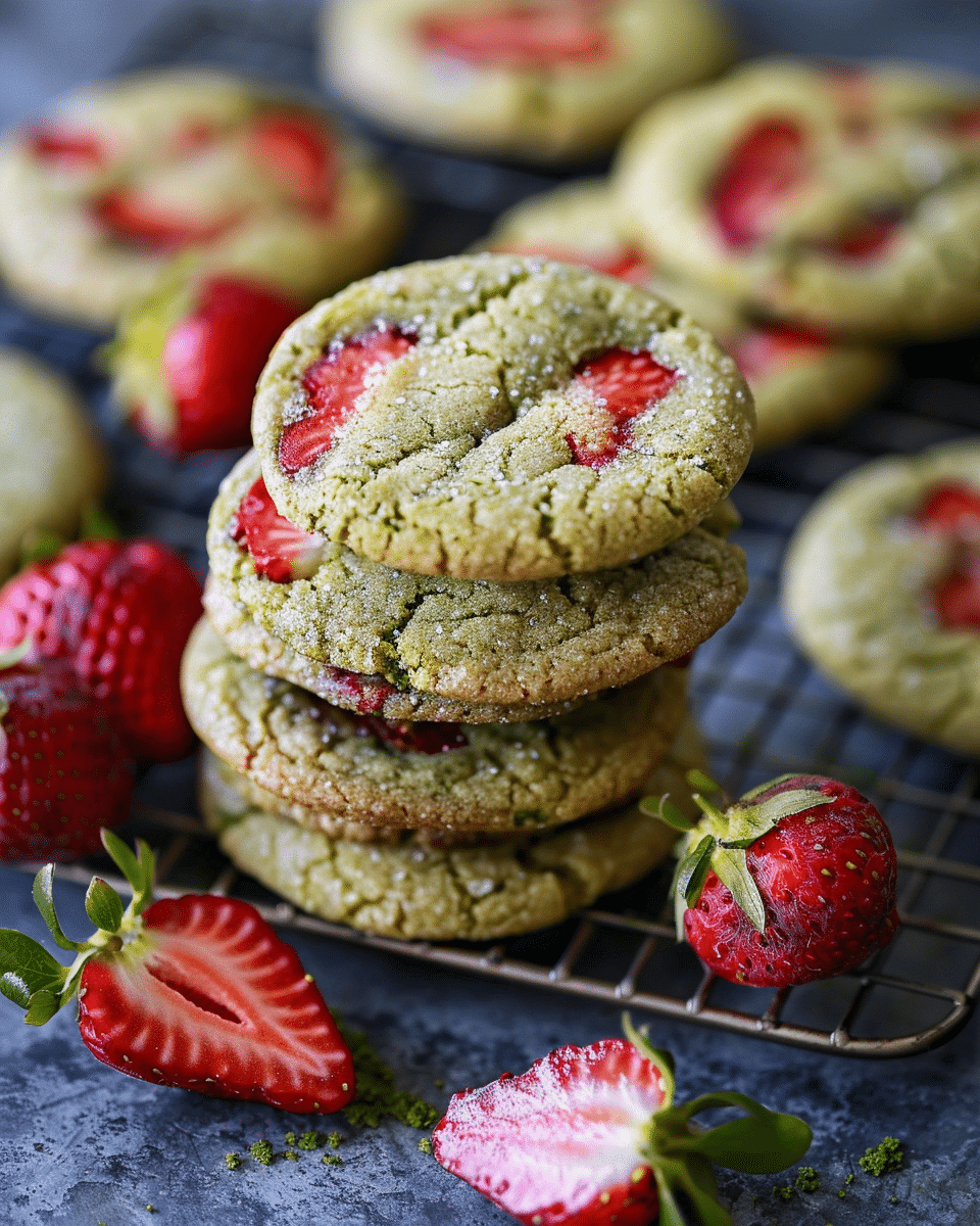 Matcha Strawberry Cookies Recipe