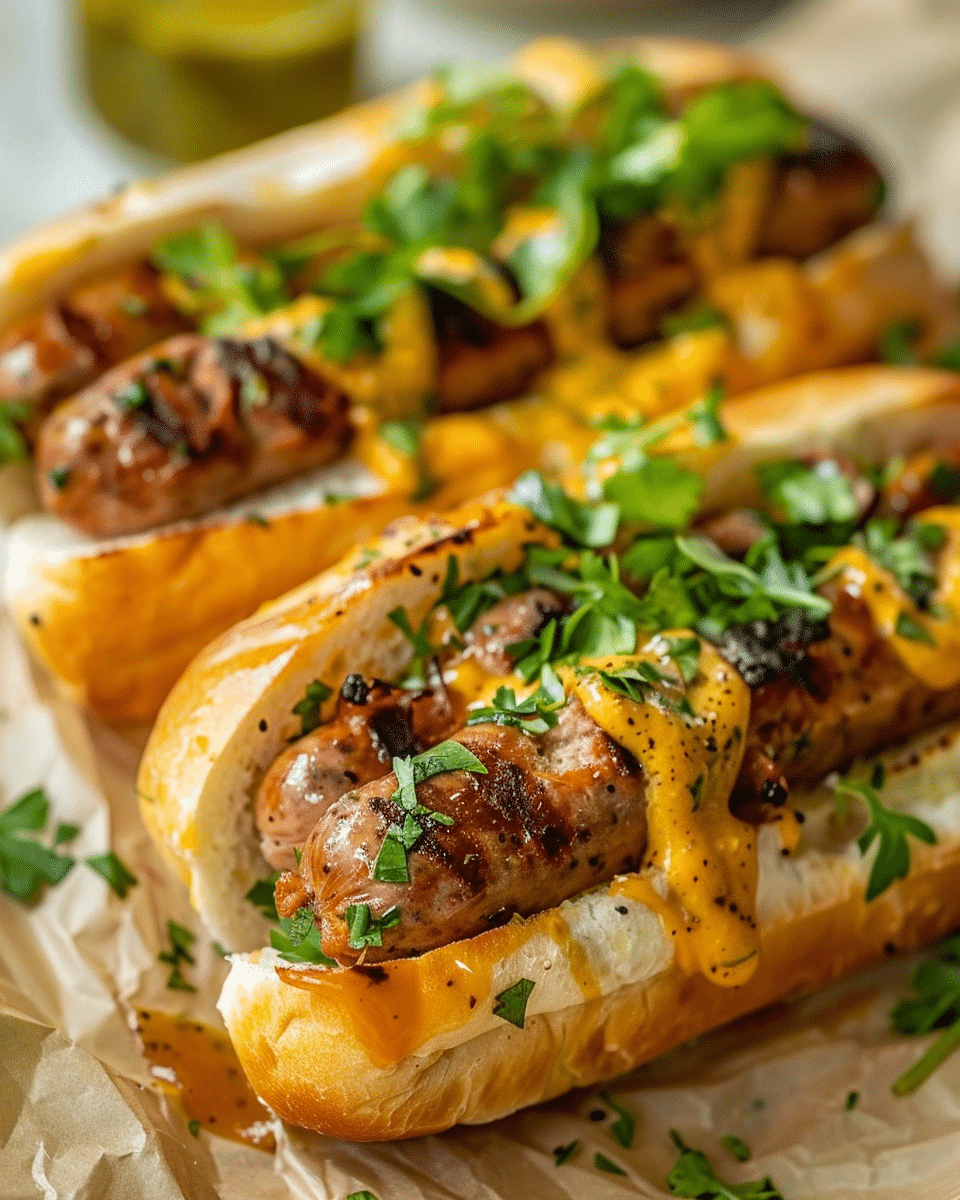 Sausage Sandwich with Herb Mustard and Kasundi Recipe