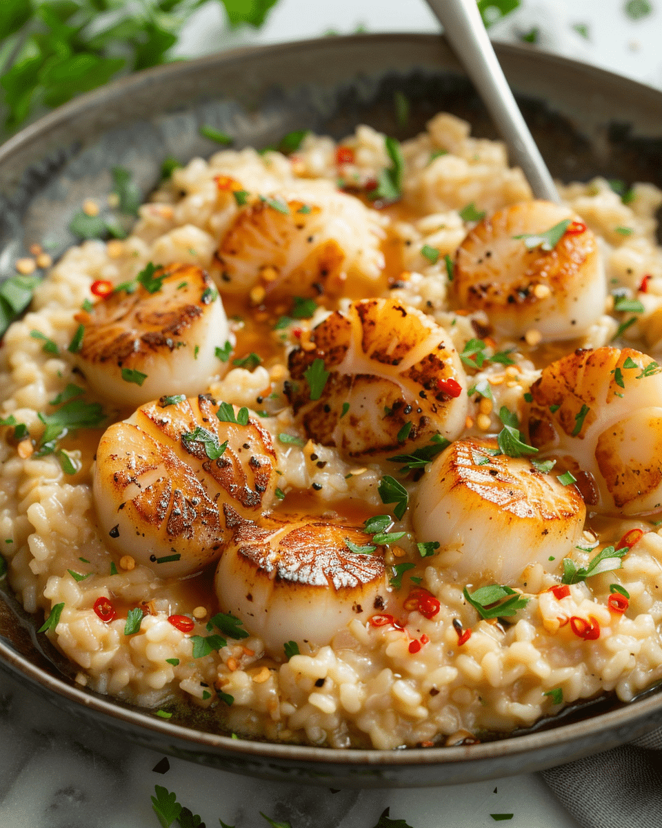 Paella-Tasting Risotto with Brown Butter Scallops