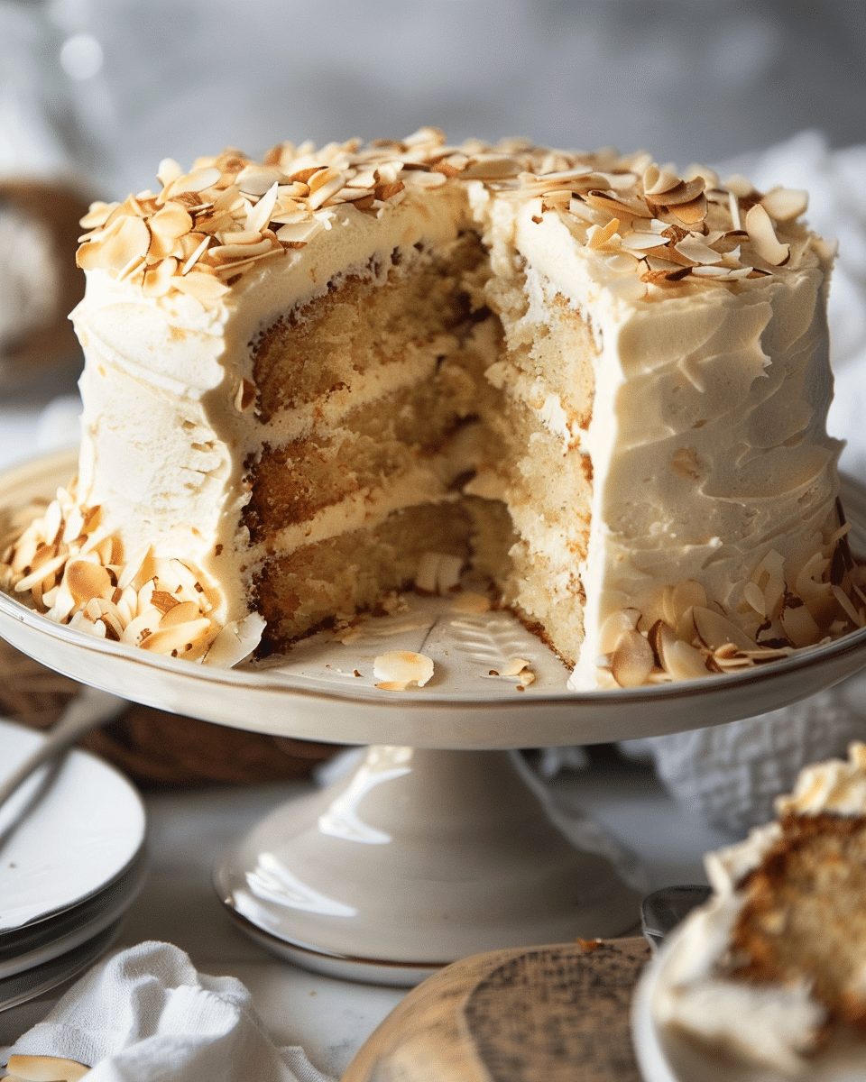 Coconut Almond Cake with Cream Cheese Frosting