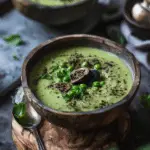 Pea Soup with Morel Mushroom Cream