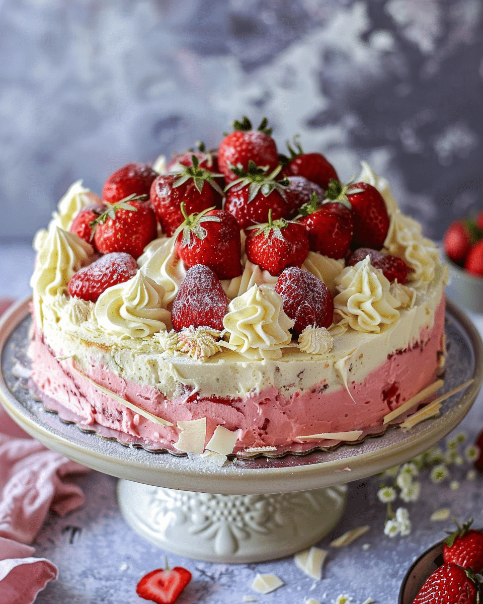 Strawberry and White Chocolate Mousse Cake