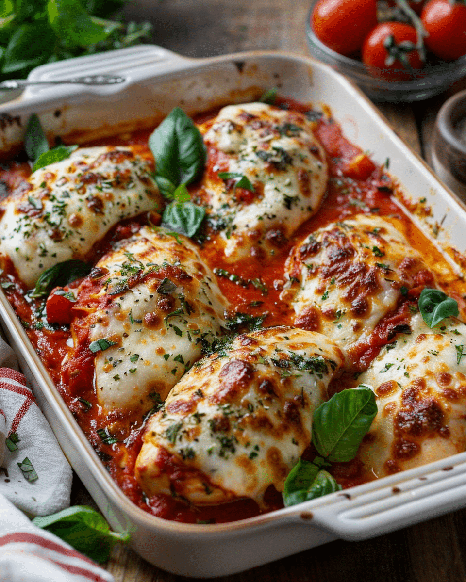 Baked Pizza Mozzarella Stuffed Chicken