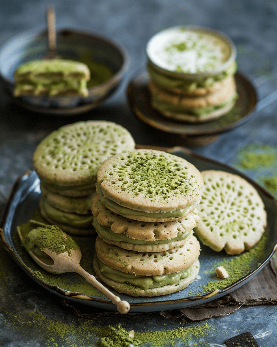 Matcha Powder Menu Matcha Sandwich Cookies with Cheesecake Filling Recipe | TheFamilyCooking