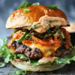 Korean Kimchi Burger with Spicy Kimchi Mayo Recipe