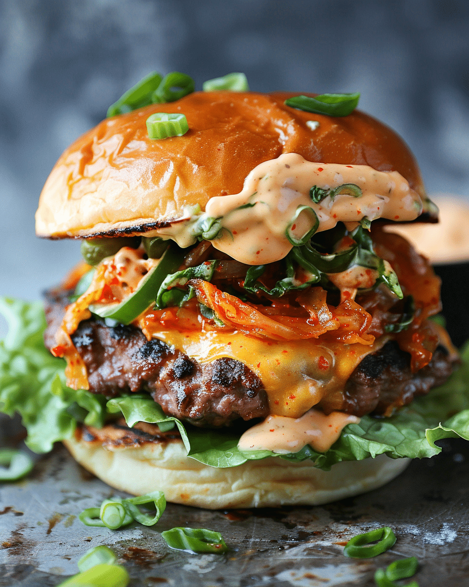 Korean Kimchi Burger with Spicy Kimchi Mayo Recipe