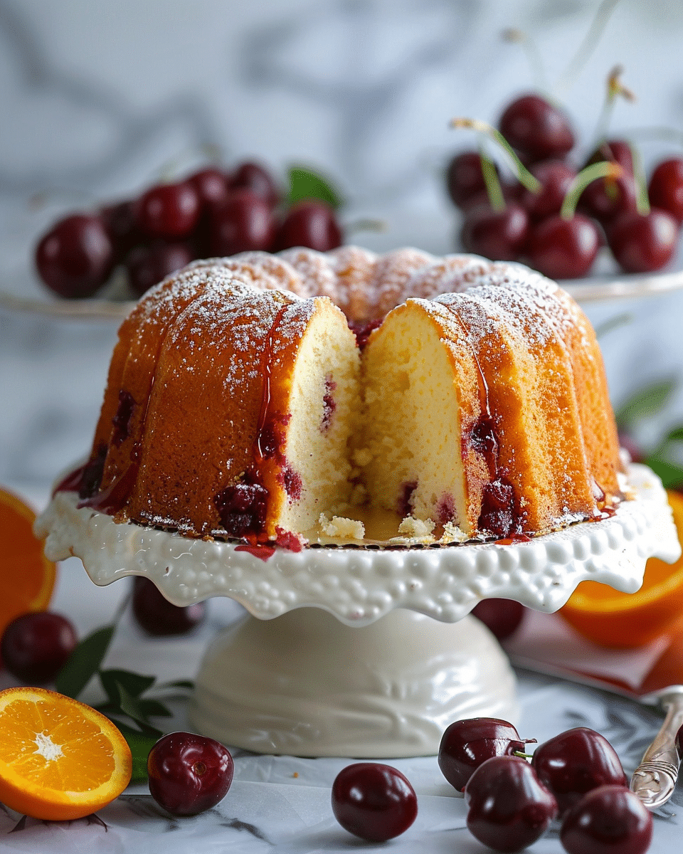 Cream Cheese Pound Cake with Cherries & Orange