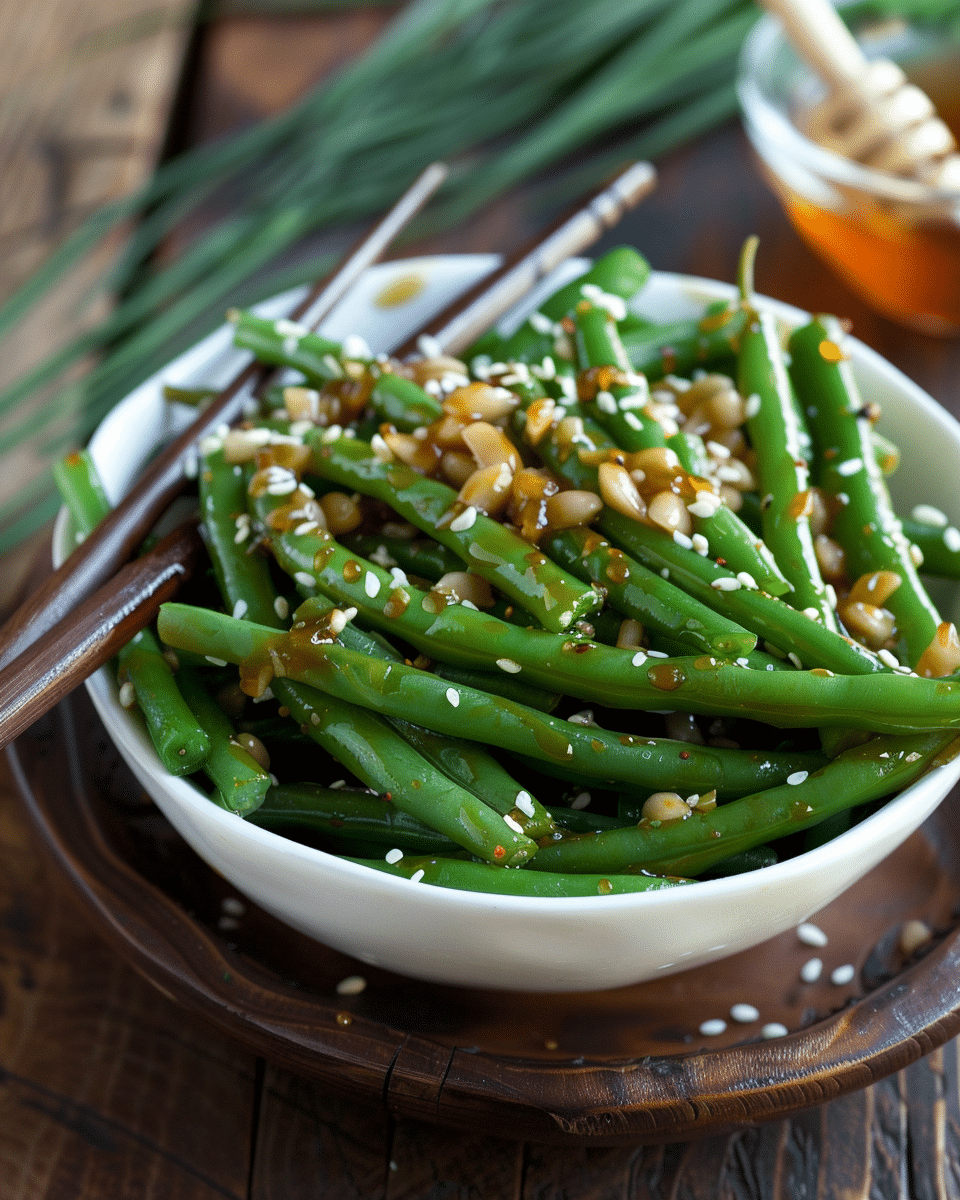 Green Bean Stir Fry with Honey Sesame Sauce