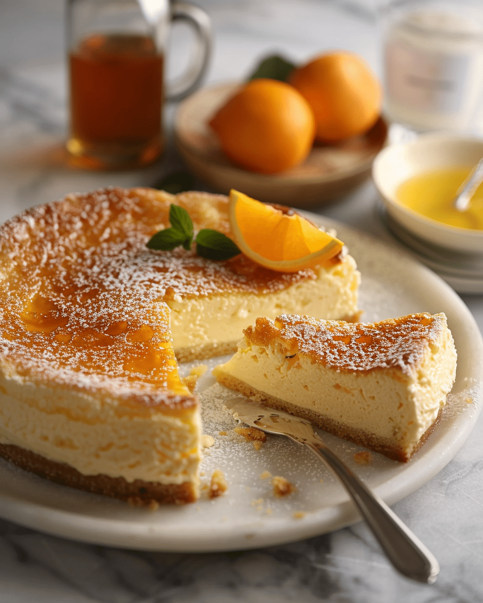 Basque Cheesecake with Orange Bitters Syrup