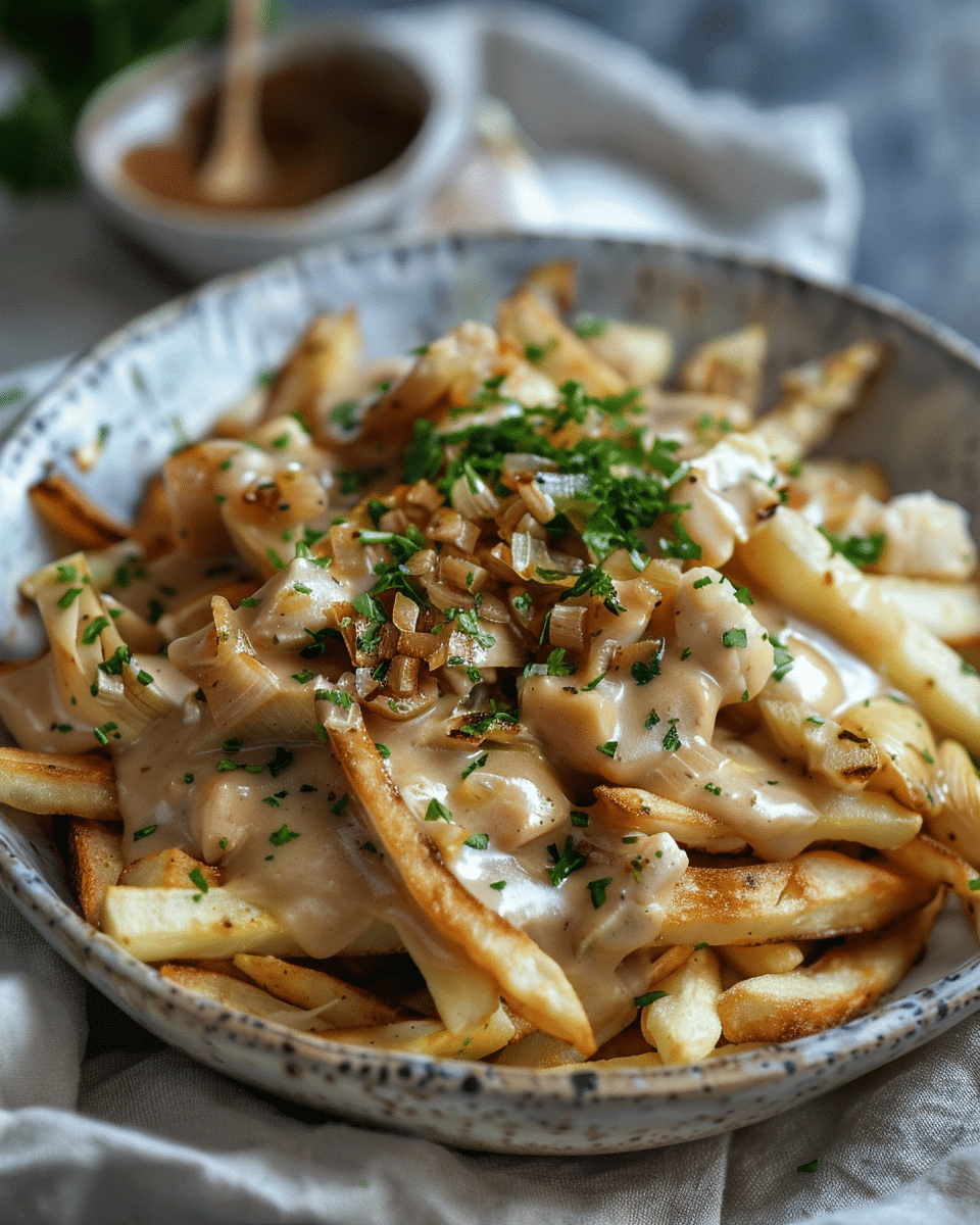 Jerusalem Artichoke Poutine with Chicken-Skin Gravy