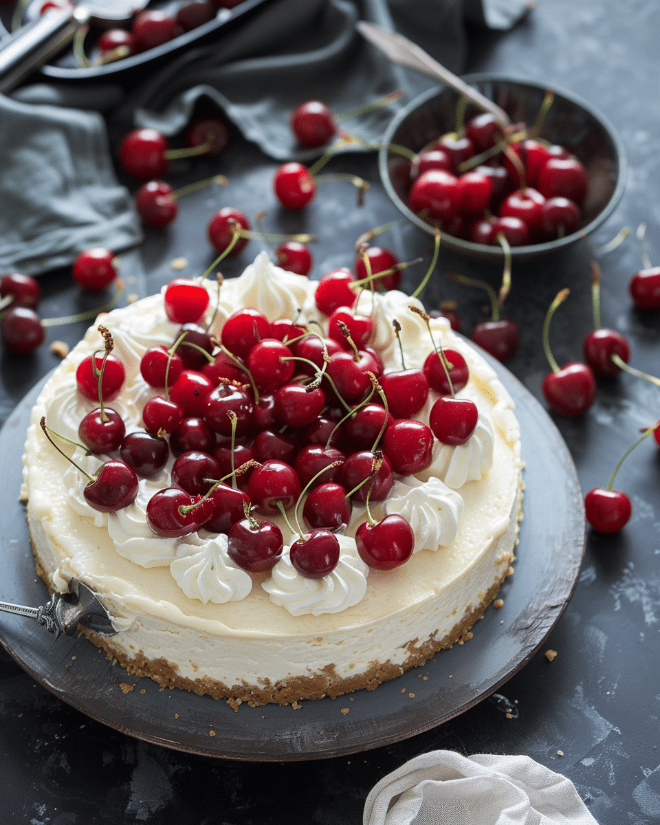 Vanilla Bean Cheesecake with Cherries Recipe